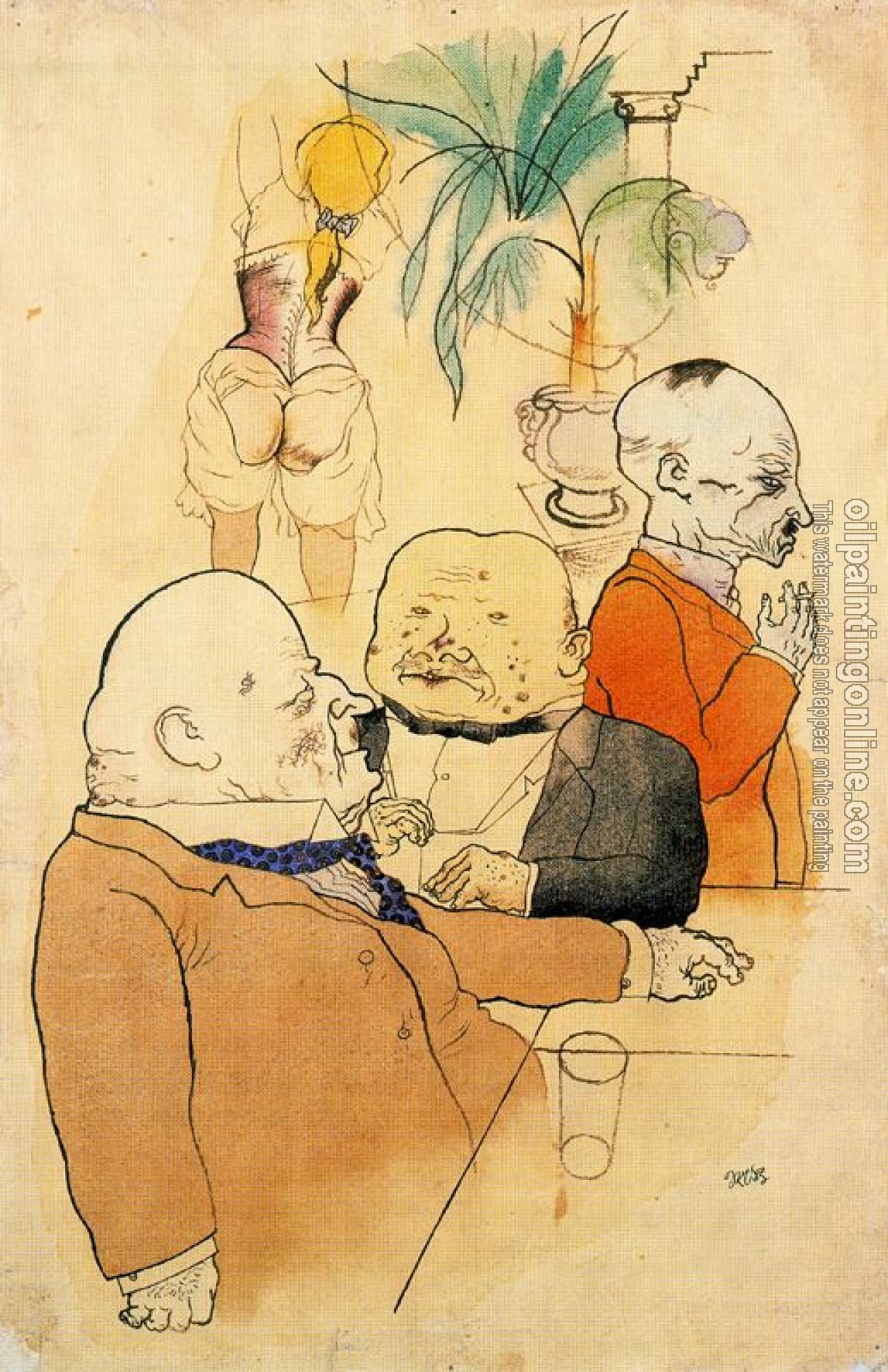 George Grosz - Am Tisch